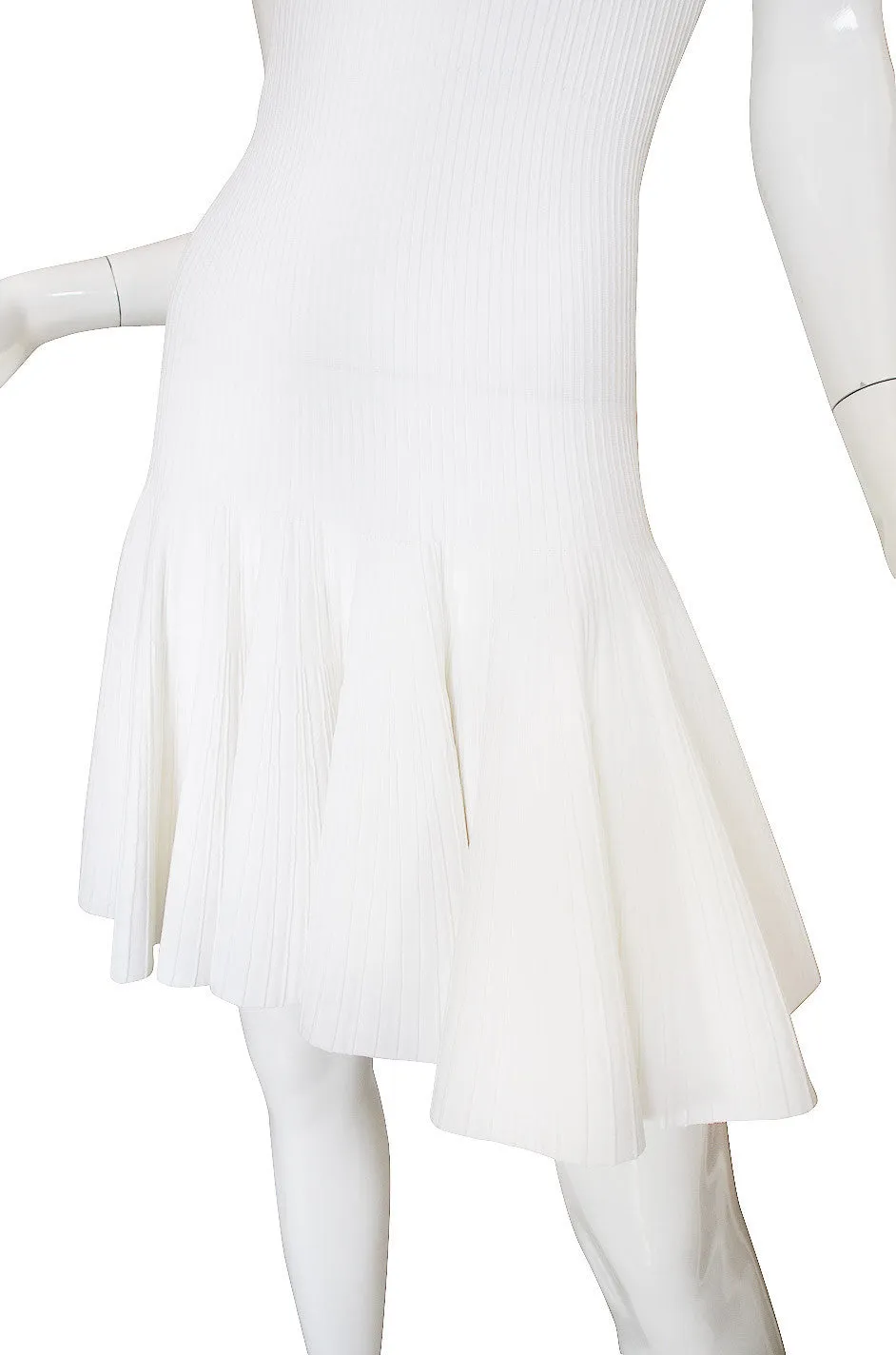 Recent Azzedine Alaia White Knit Flared Skirt Dress