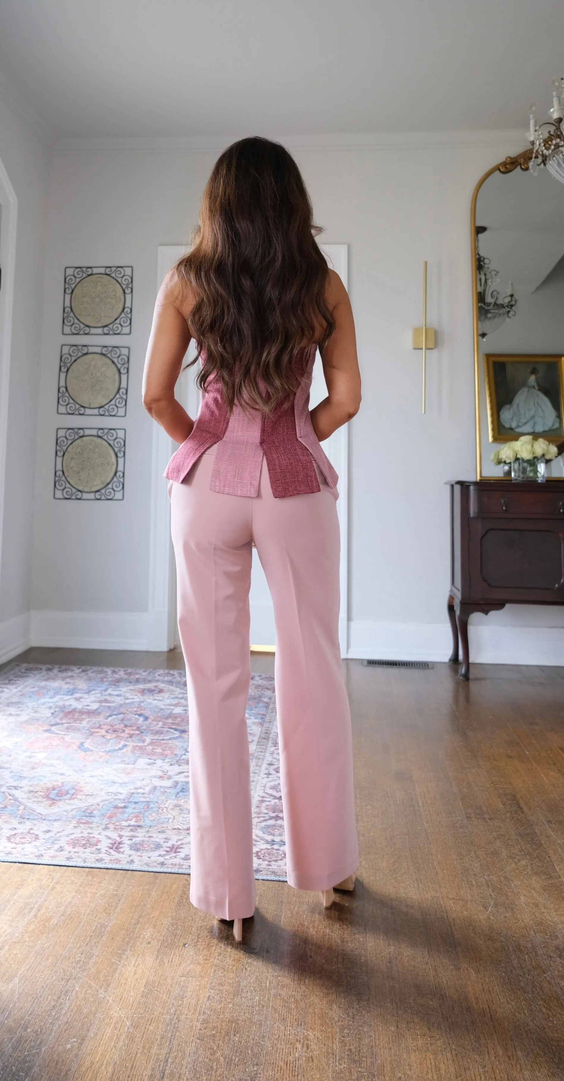 Rein burgundy combo tweed bustier top