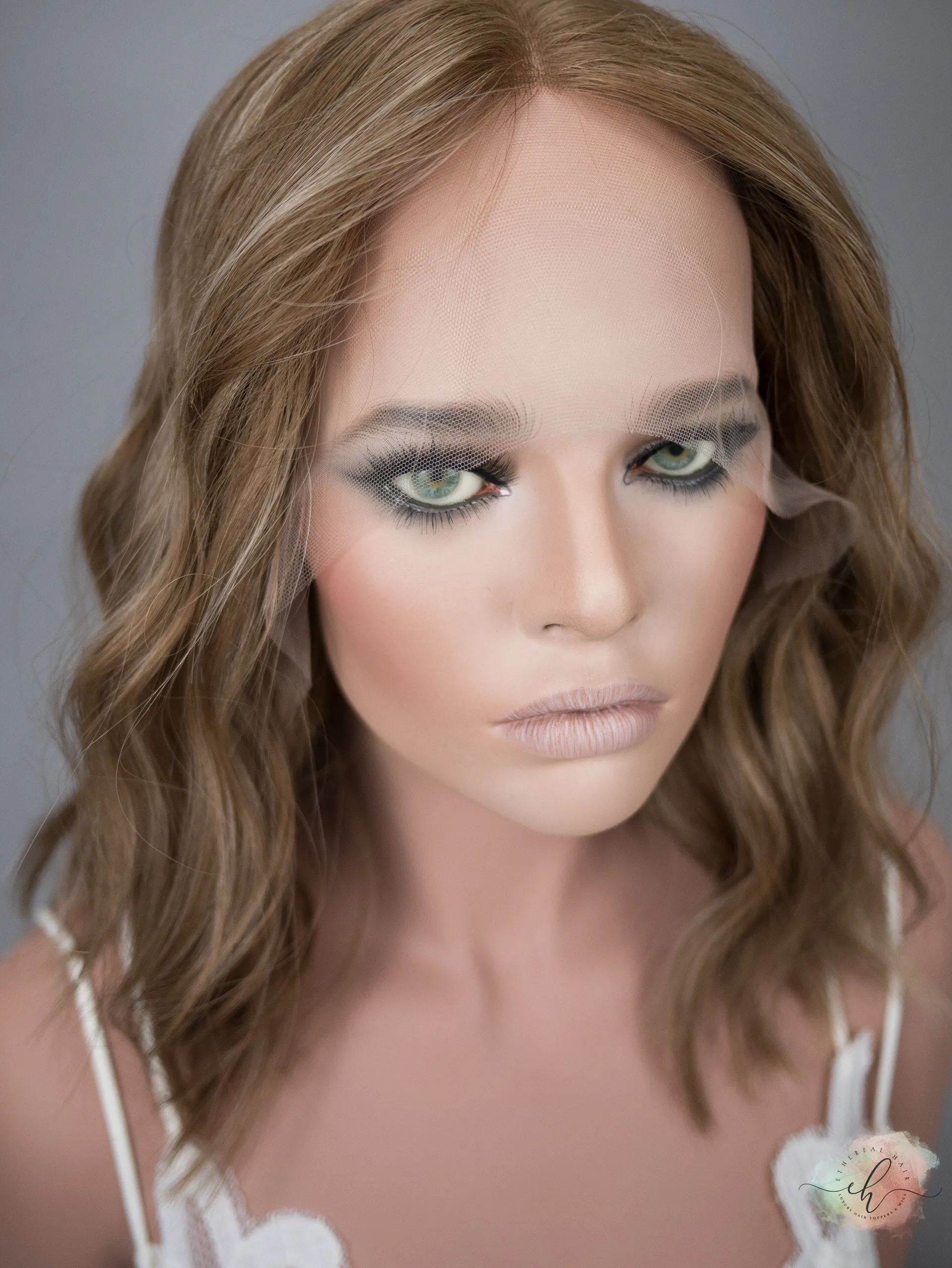 “RHEA" Premium Wig: Lace Top, Sz. M, 16" Inverted Lob
