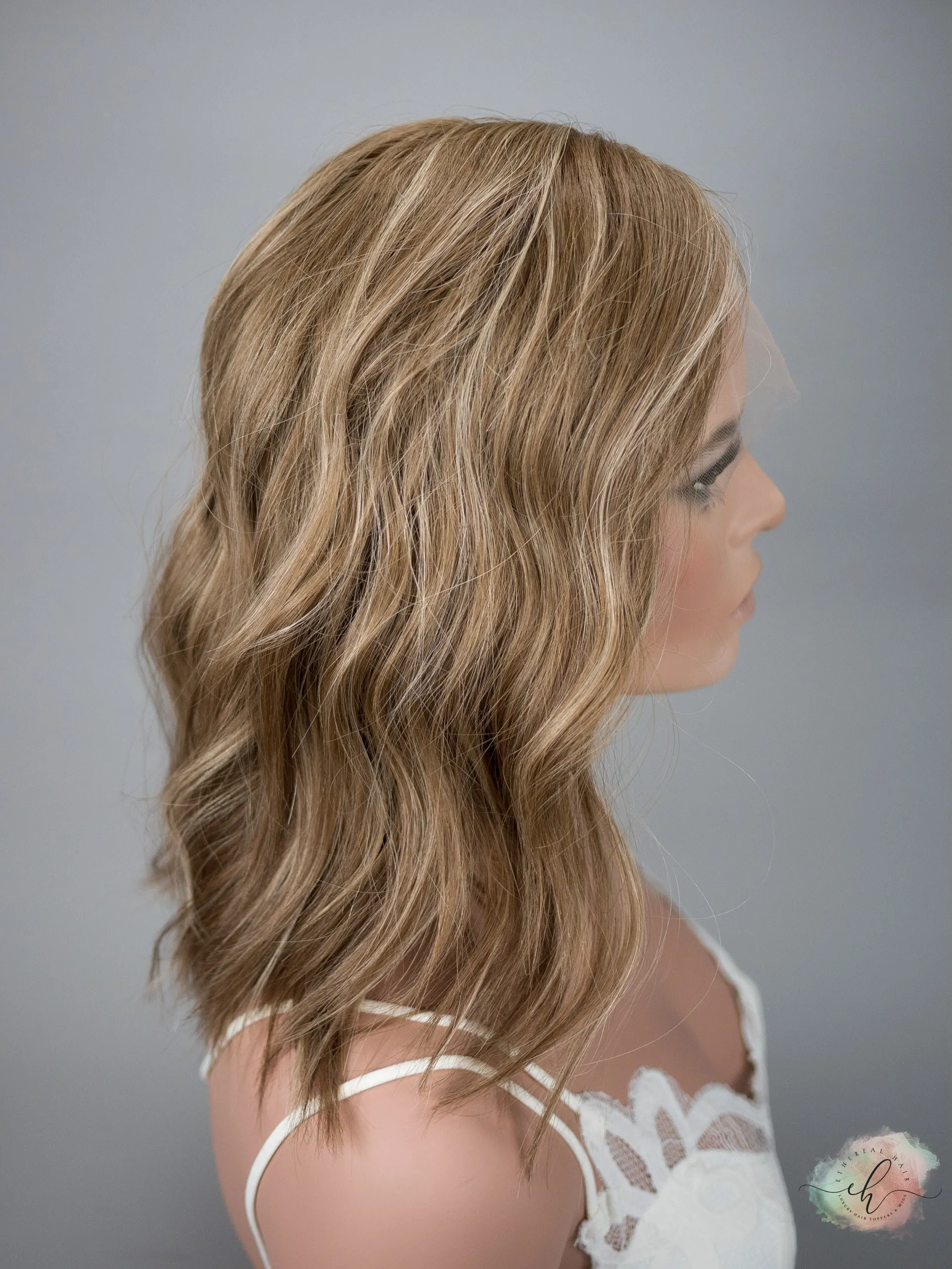“RHEA" Premium Wig: Lace Top, Sz. M, 16" Inverted Lob