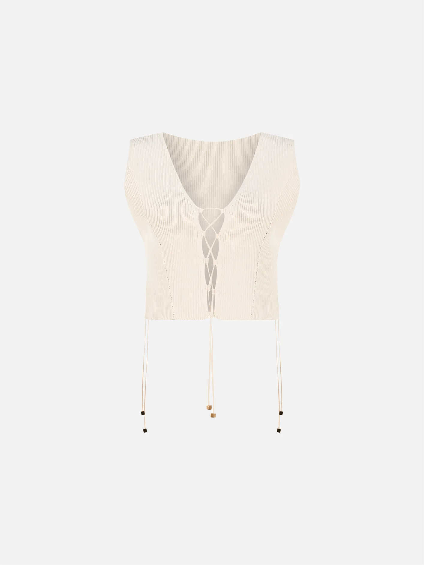Ribbed Lace-Up Top