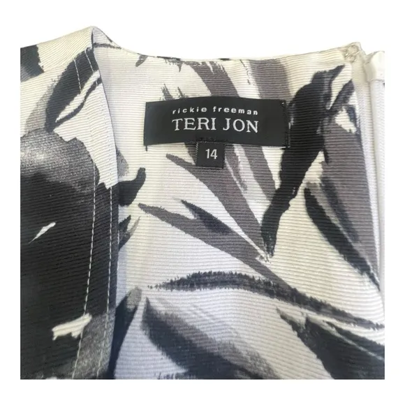 Rickie Freeman For Teri Jon Black And White Carnation Sleeveless Midi Size 12
