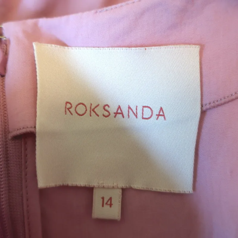 Roksanda Josefina Flared Midi Dress Pink Cotton Poplin Size 14