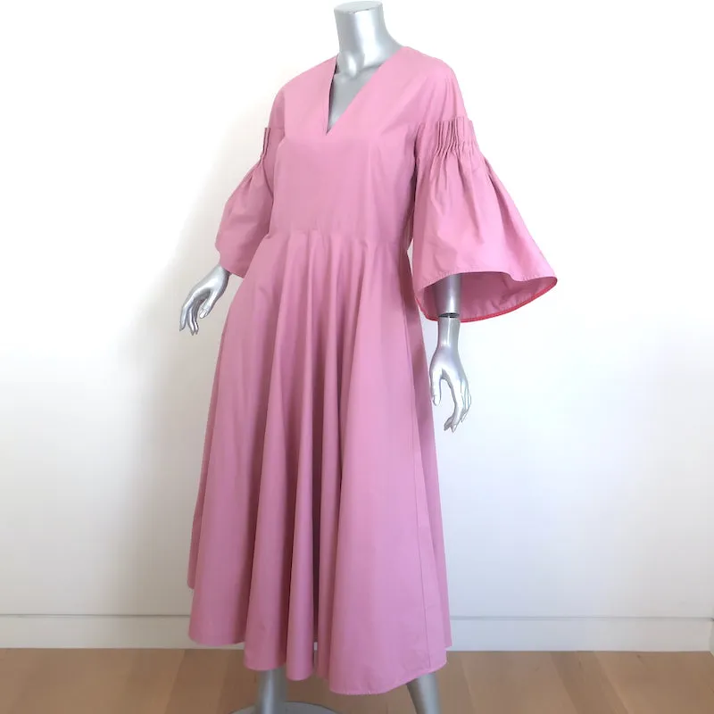 Roksanda Josefina Flared Midi Dress Pink Cotton Poplin Size 14