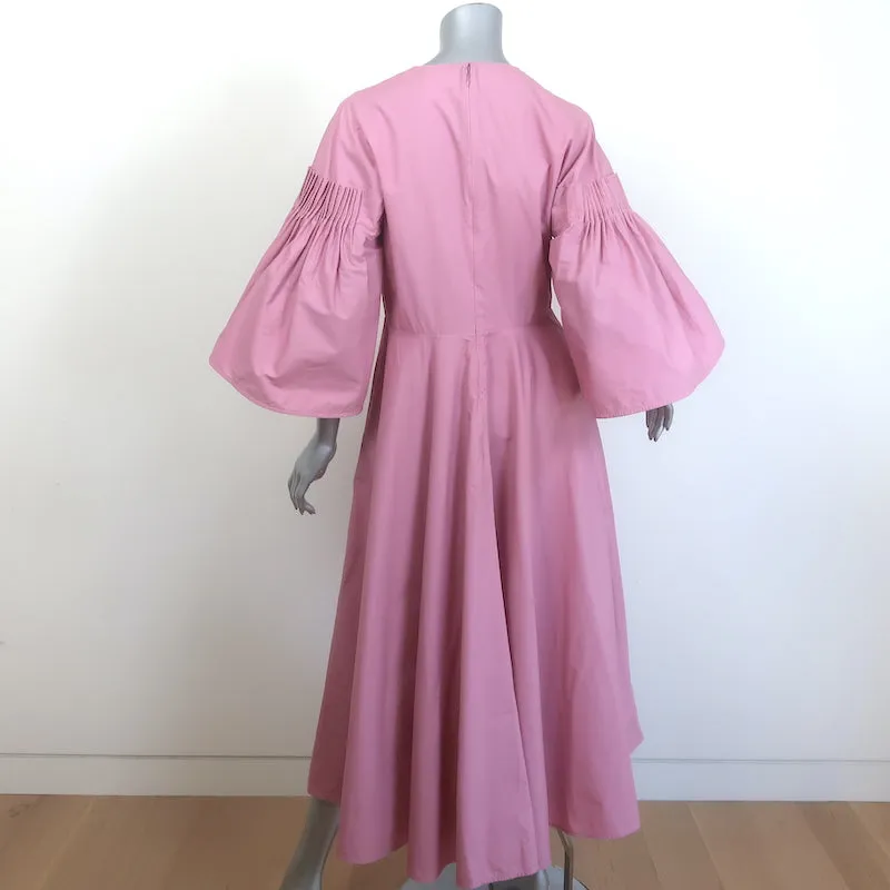 Roksanda Josefina Flared Midi Dress Pink Cotton Poplin Size 14