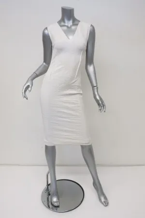 Roland Mouret Dress White Floral Cotton-Blend Size US 4 Sleeveless V-Neck Sheath