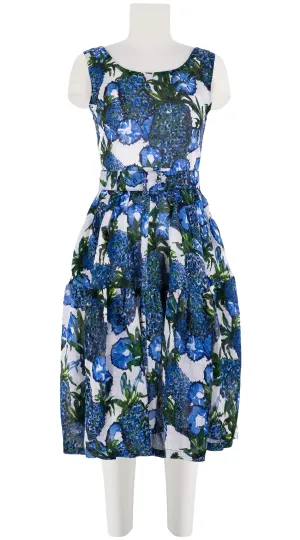 Rose Dress Boat Neck Sleeveless Long Length Linen (Pineapple Tree Big)
