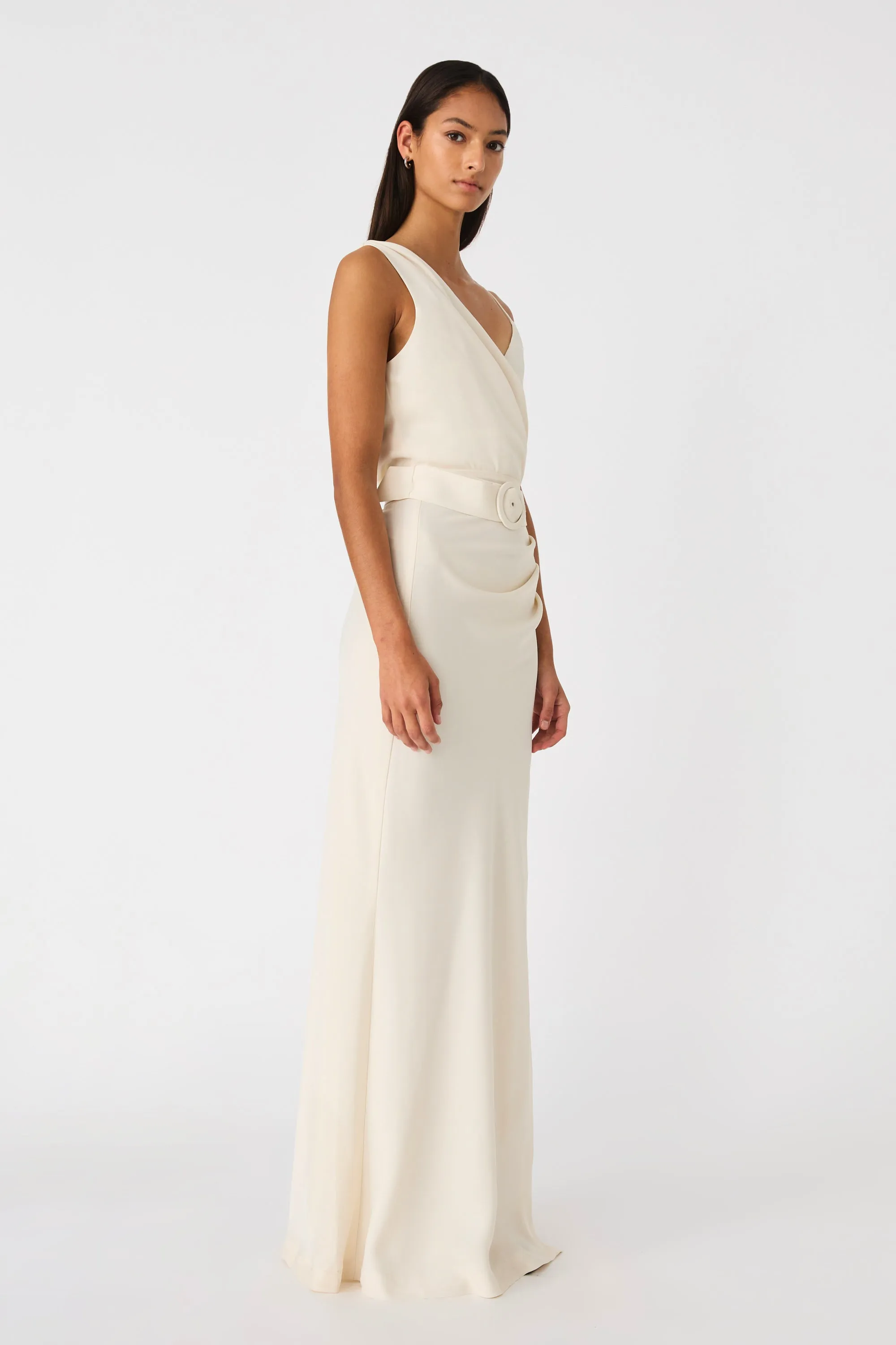 ROSETTE SATIN MAXI DRESS