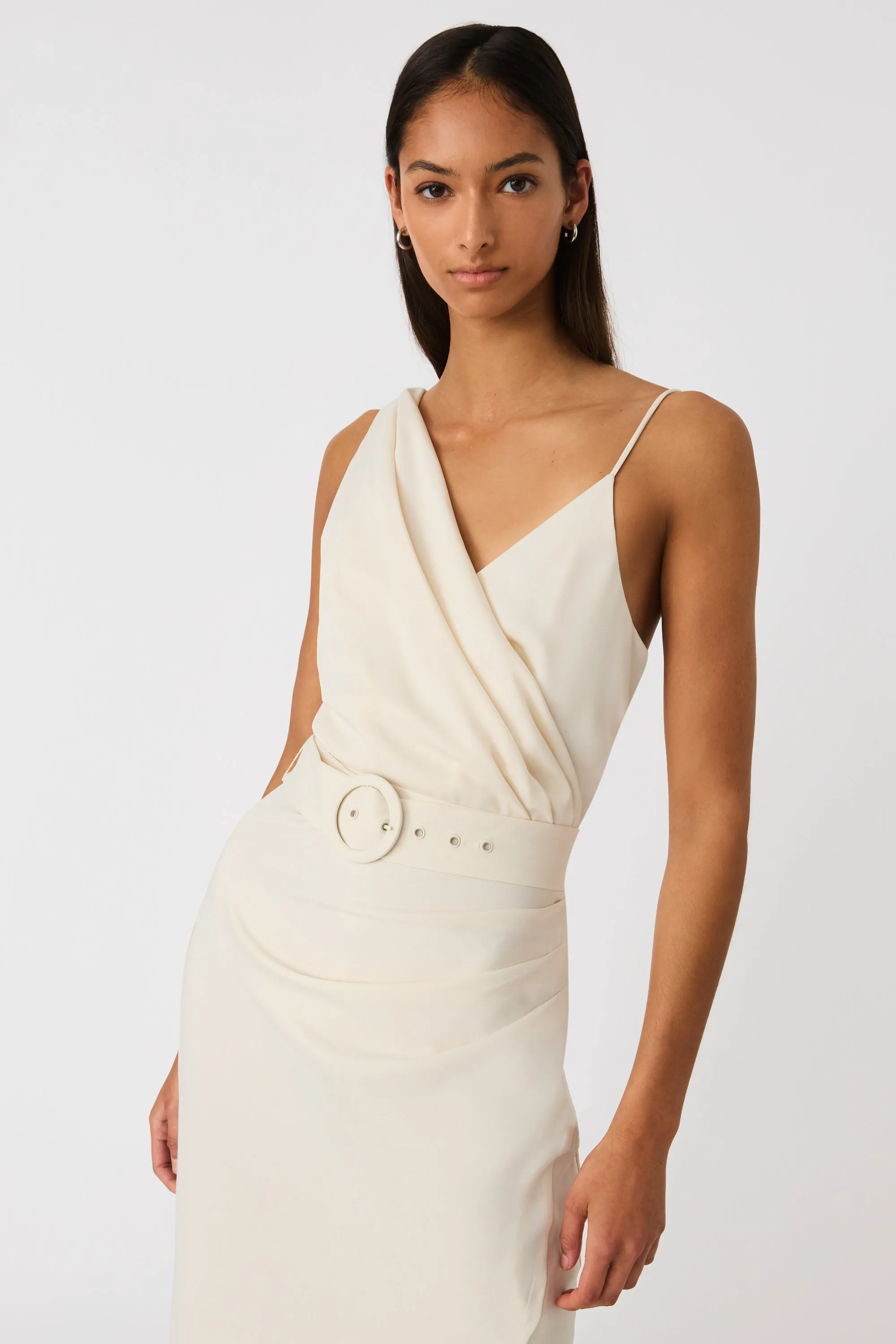ROSETTE SATIN MAXI DRESS