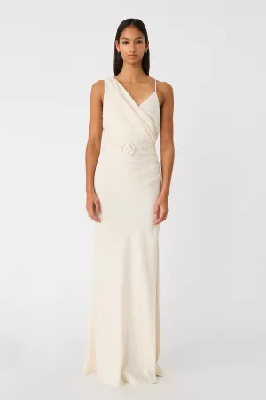 ROSETTE SATIN MAXI DRESS