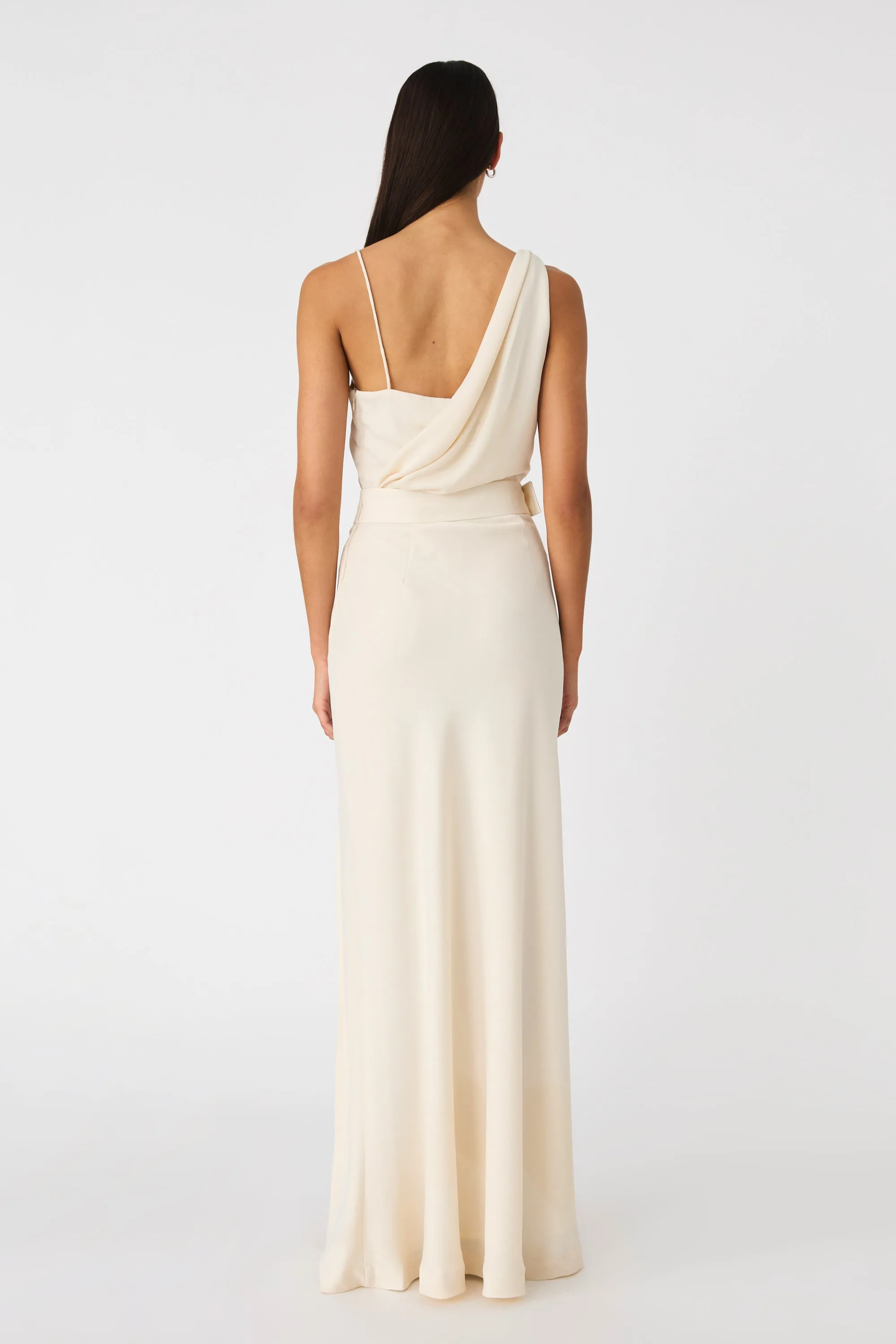 ROSETTE SATIN MAXI DRESS