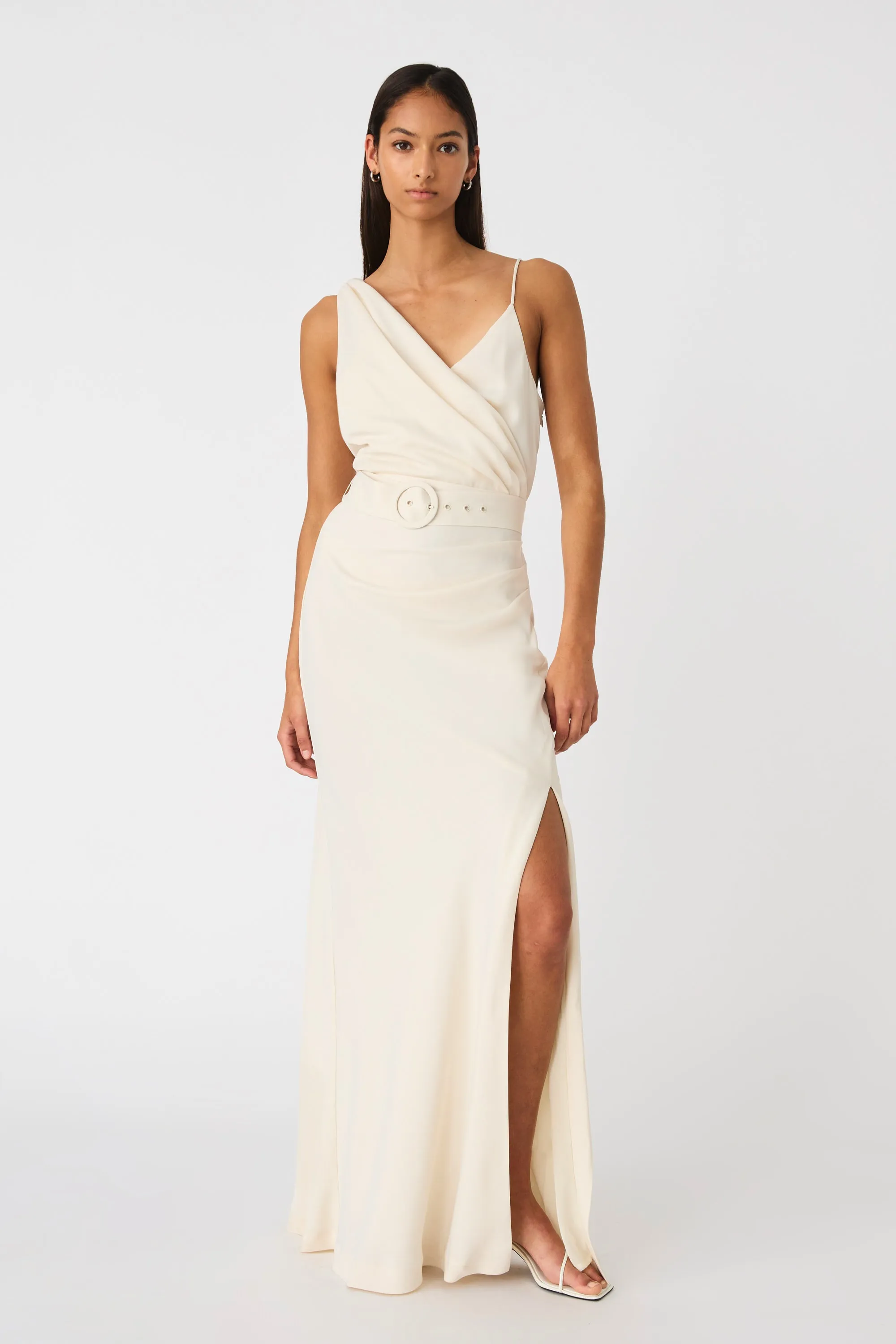 ROSETTE SATIN MAXI DRESS
