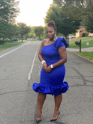 Royal One Shoulder Cocktail Dress