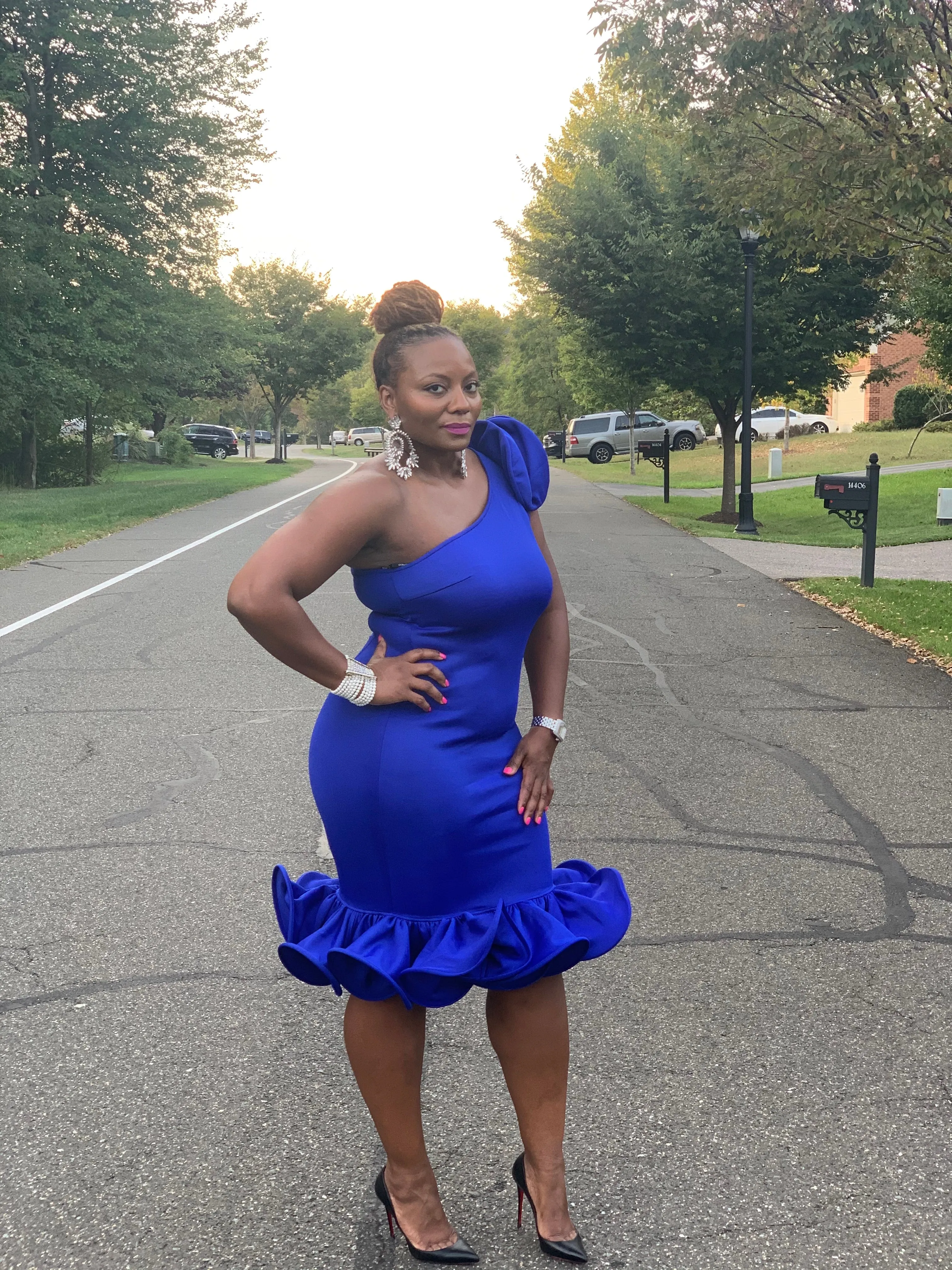 Royal One Shoulder Cocktail Dress