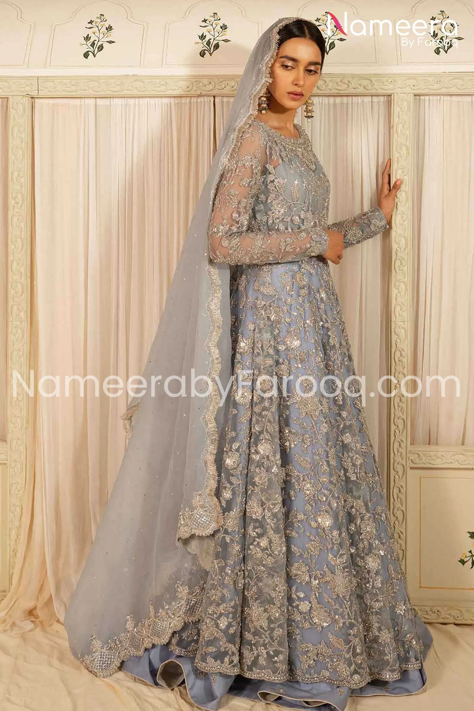 Royal Pakistani Embroidered Net Peshwa with Lehenga #BS04