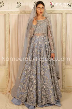 Royal Pakistani Embroidered Net Peshwa with Lehenga #BS04
