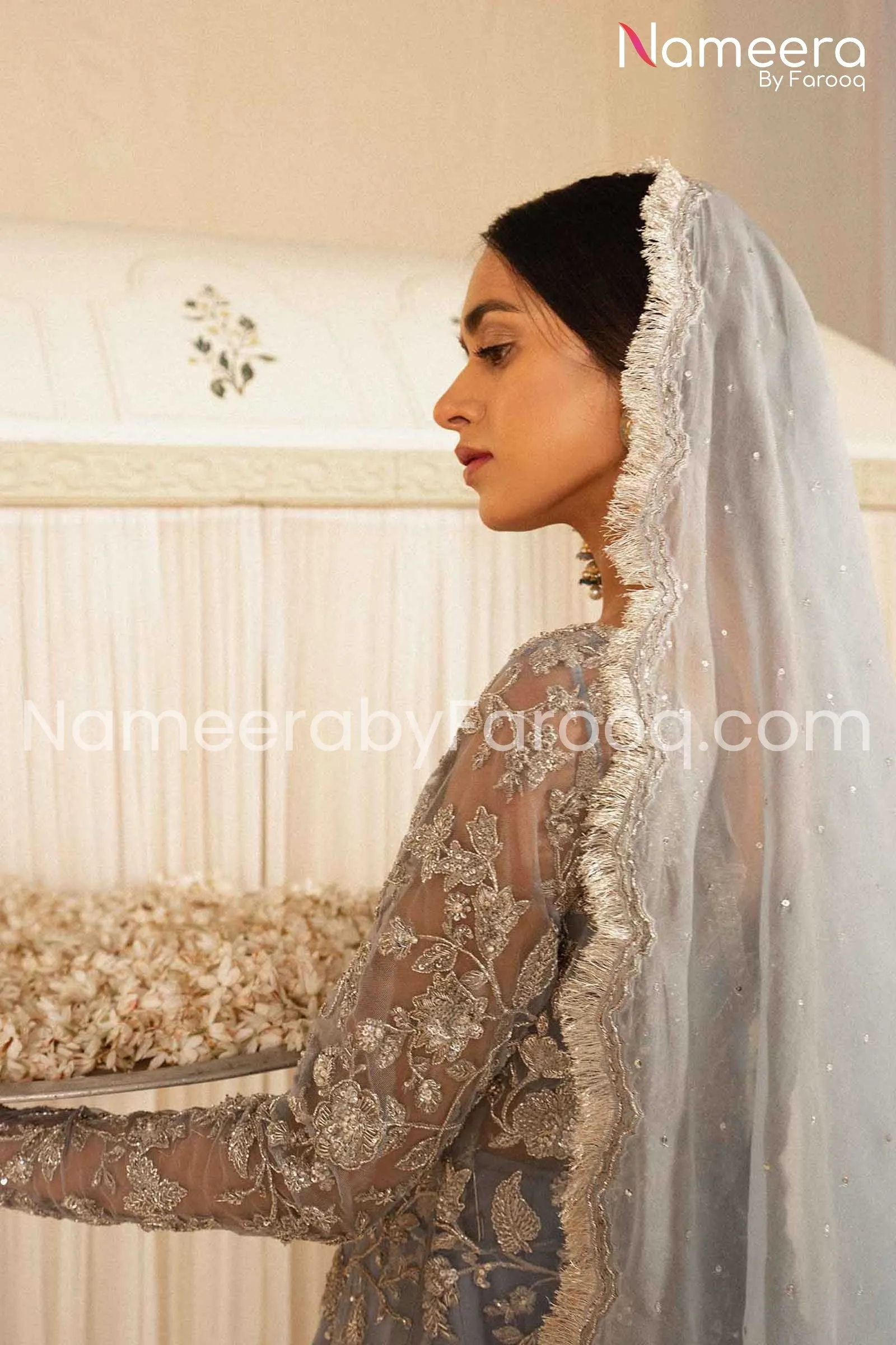 Royal Pakistani Embroidered Net Peshwa with Lehenga #BS04