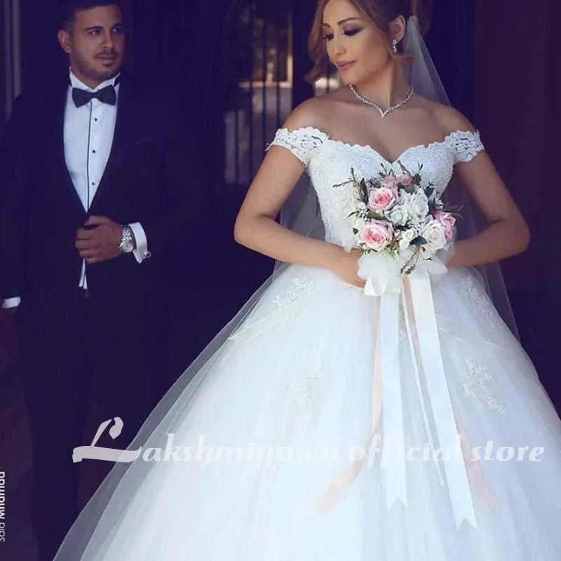 Roycebridal Wedding Dresses with Lace Sweep Train Ball Gown