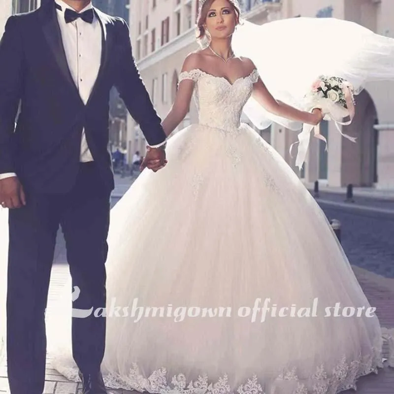 Roycebridal Wedding Dresses with Lace Sweep Train Ball Gown