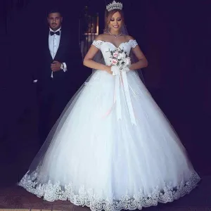 Roycebridal Wedding Dresses with Lace Sweep Train Ball Gown