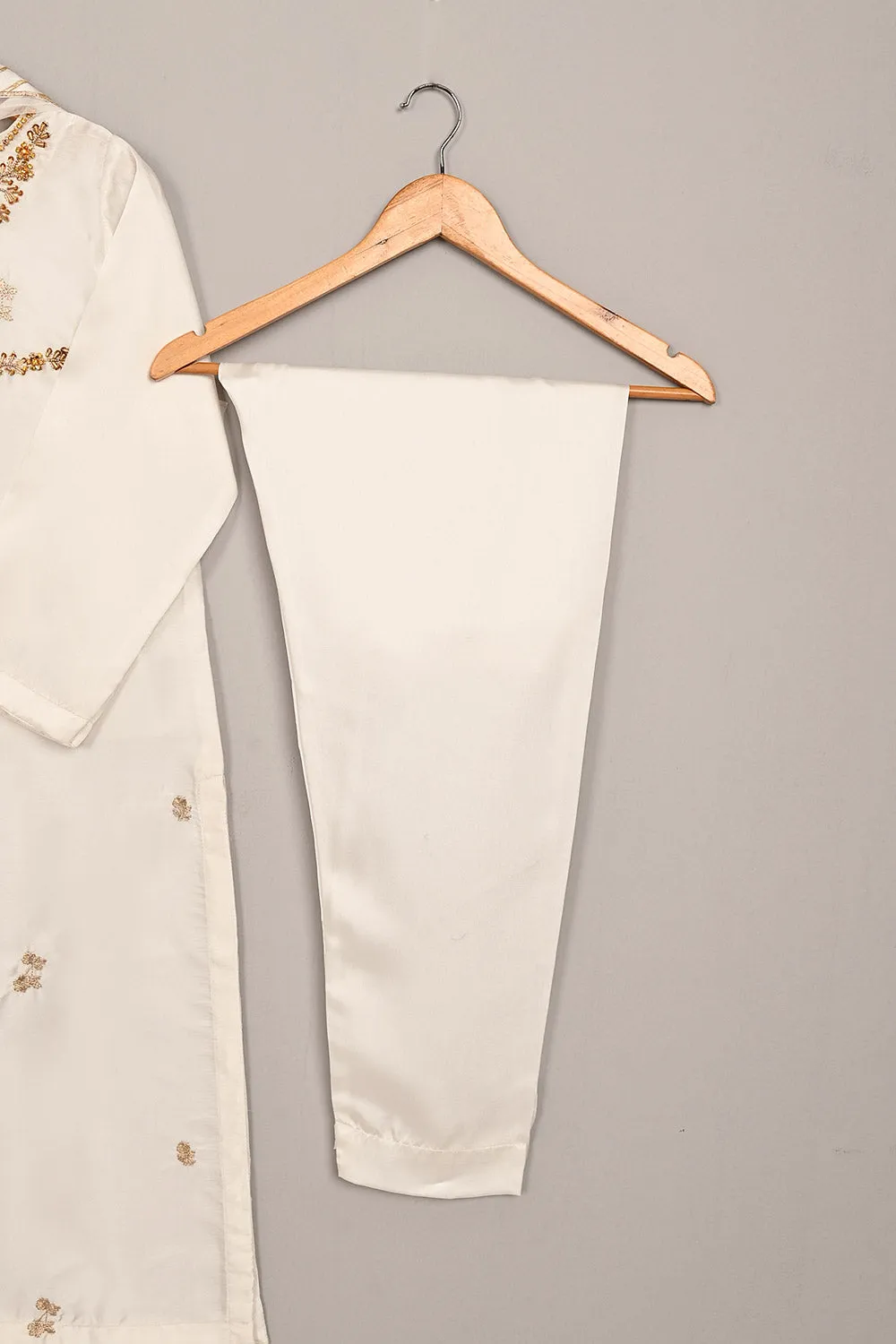 RTW-241-White - 3Pc Ready to Wear Embroidered Premium Adda Work Silk Dress