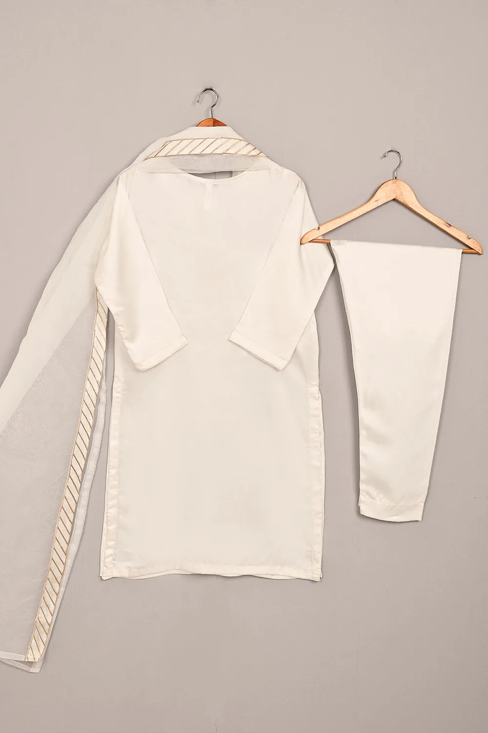 RTW-241-White - 3Pc Ready to Wear Embroidered Premium Adda Work Silk Dress