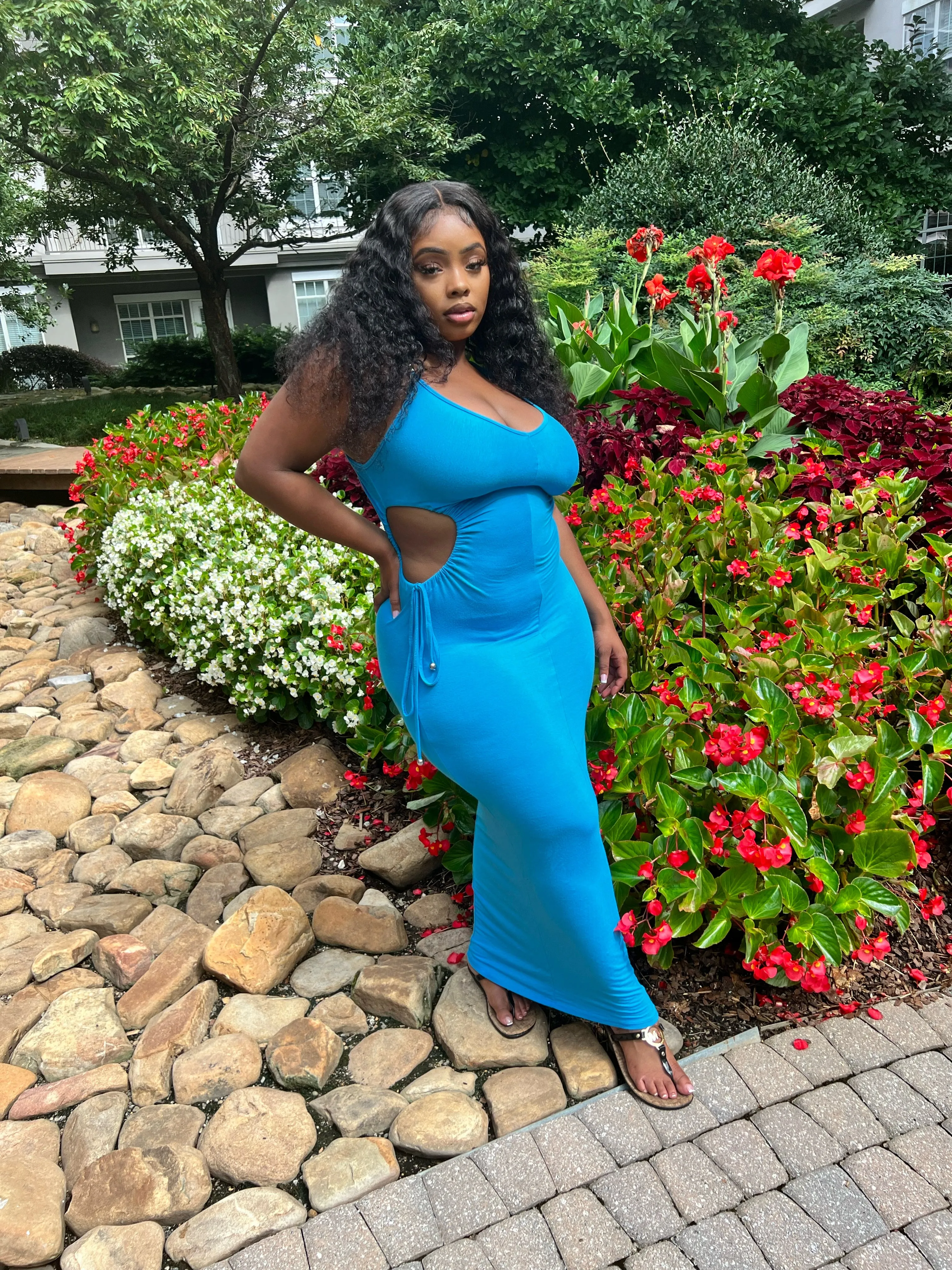 Ruched Blue Maxi