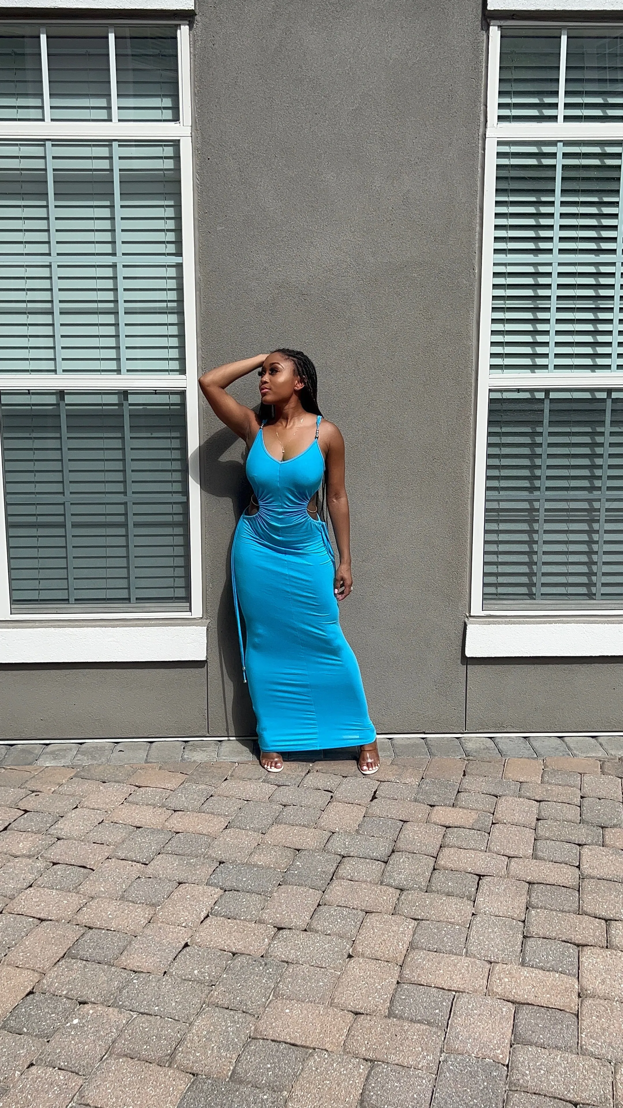 Ruched Blue Maxi