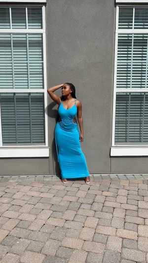 Ruched Blue Maxi