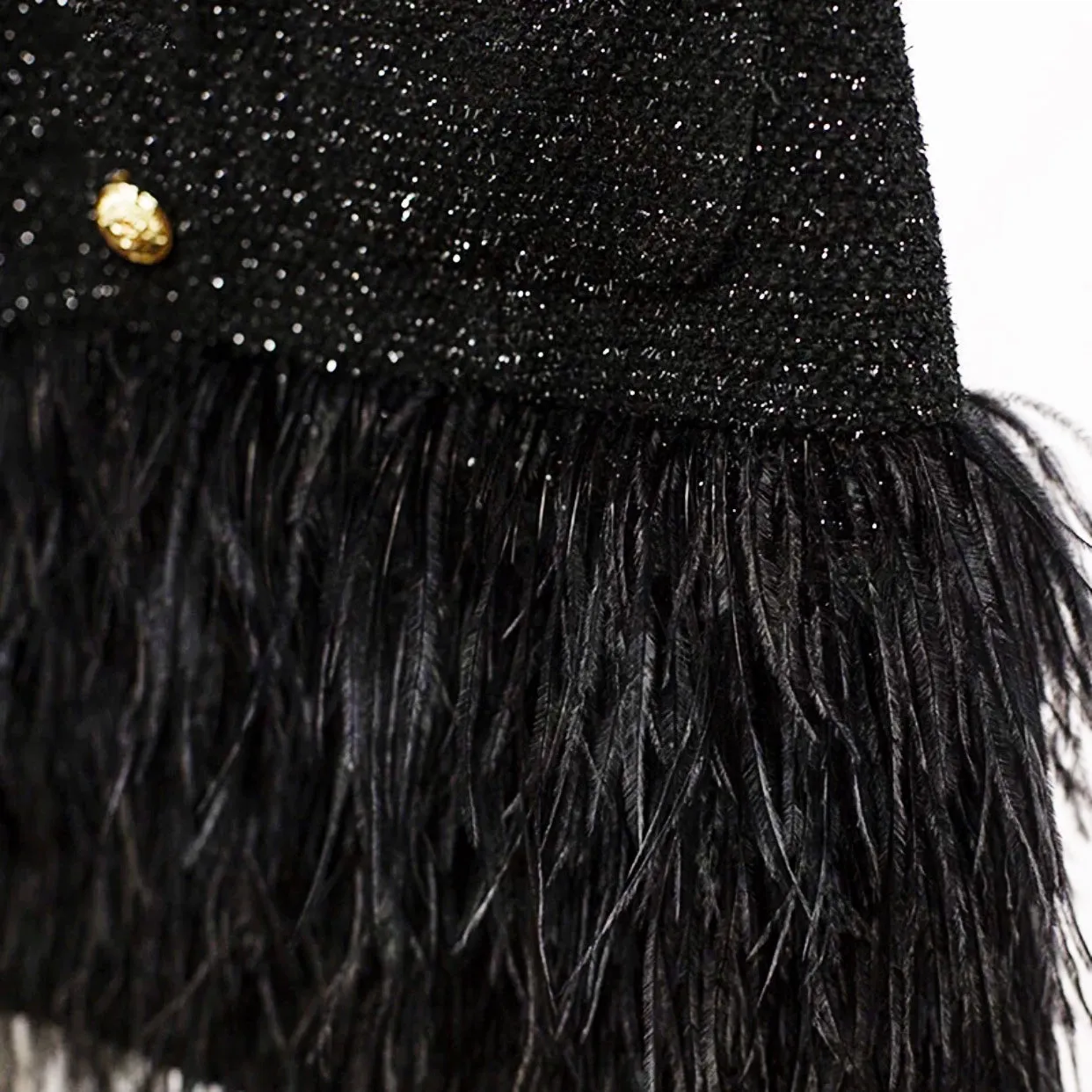 Runway Design B/W Feather Gold Lion Button Dress