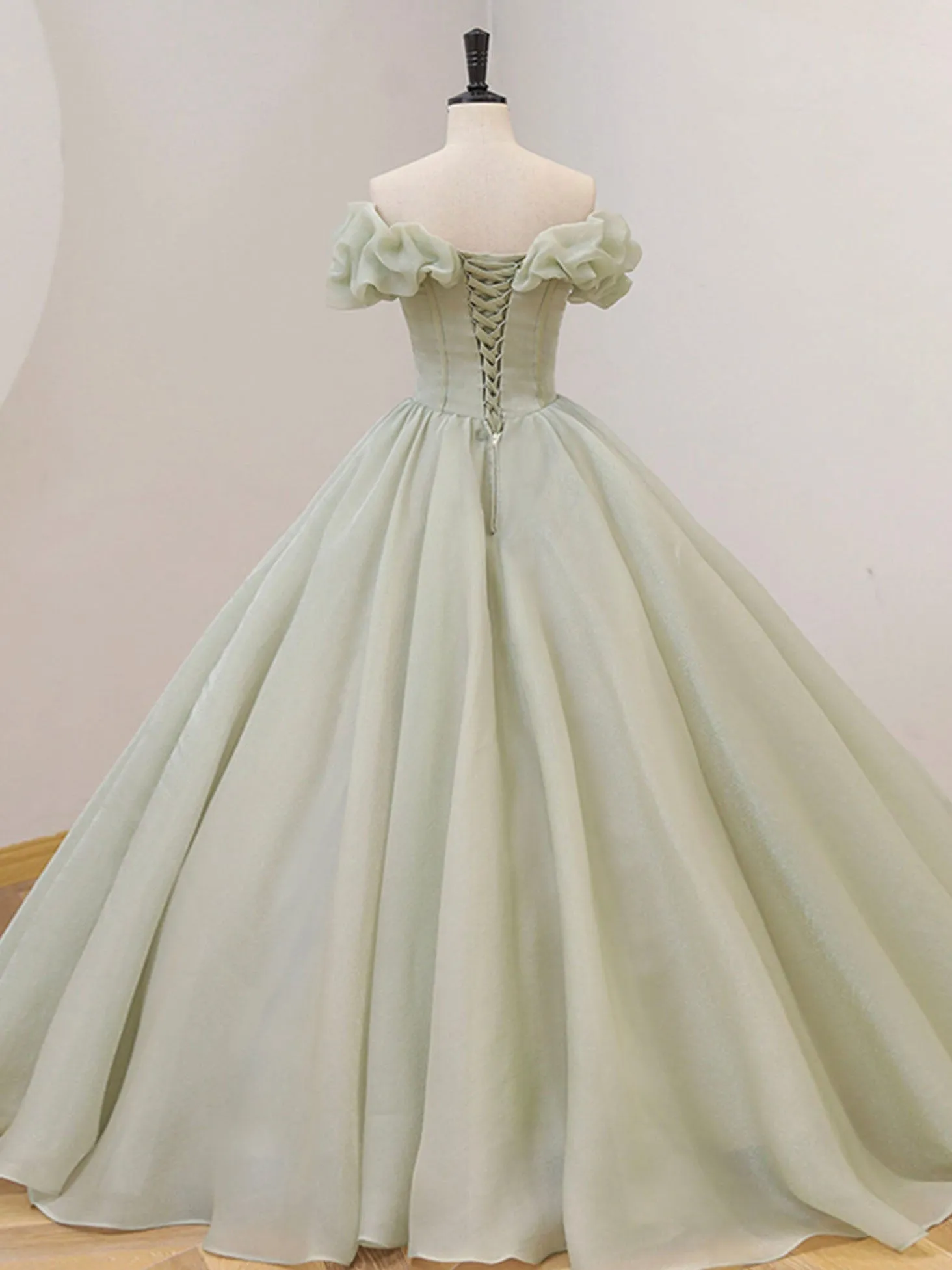 Sage Long Prom Dress, Sage Formal Party Sweet 16 Dress with Beading