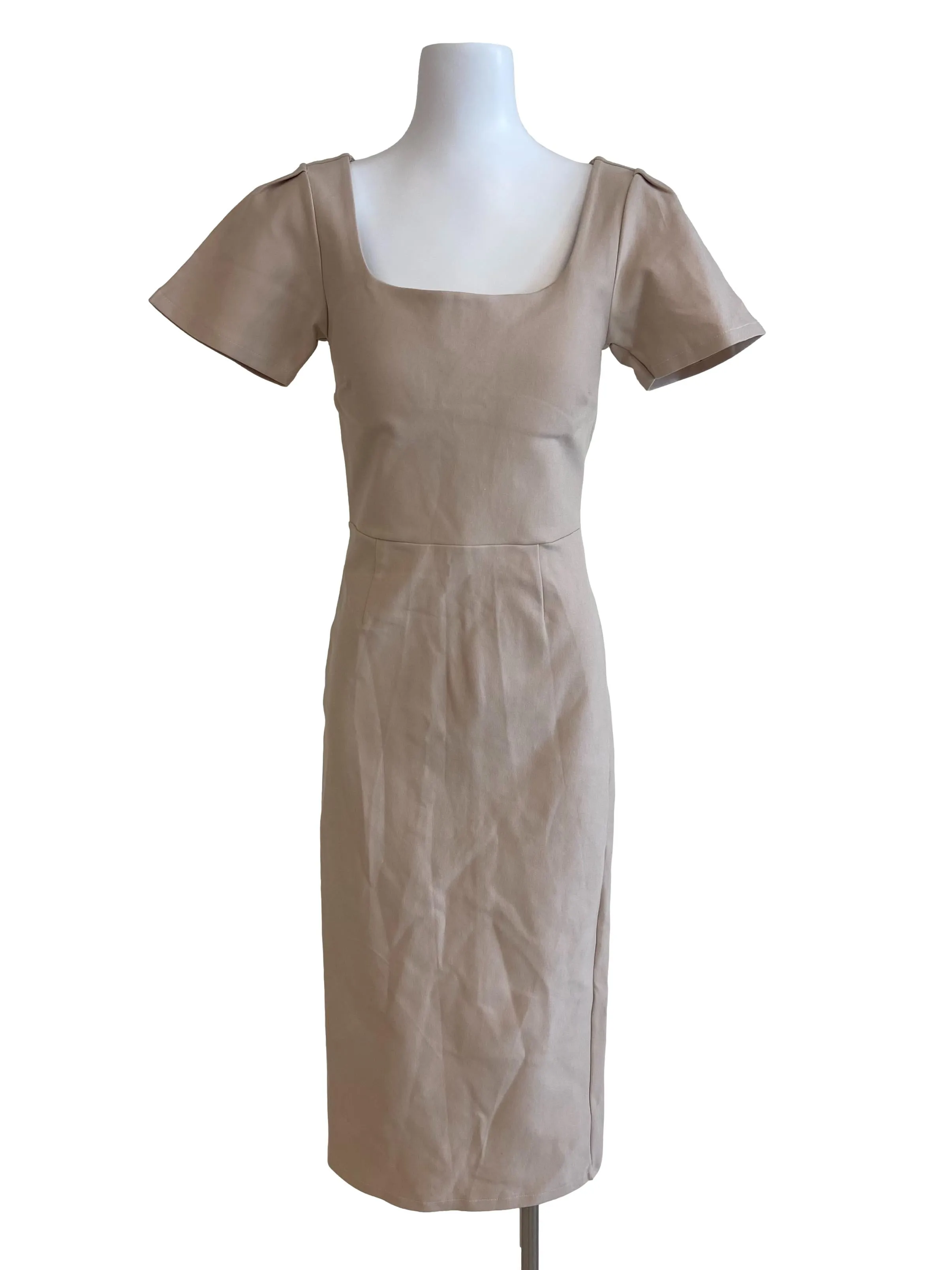Salmon Sheath Plain Dress