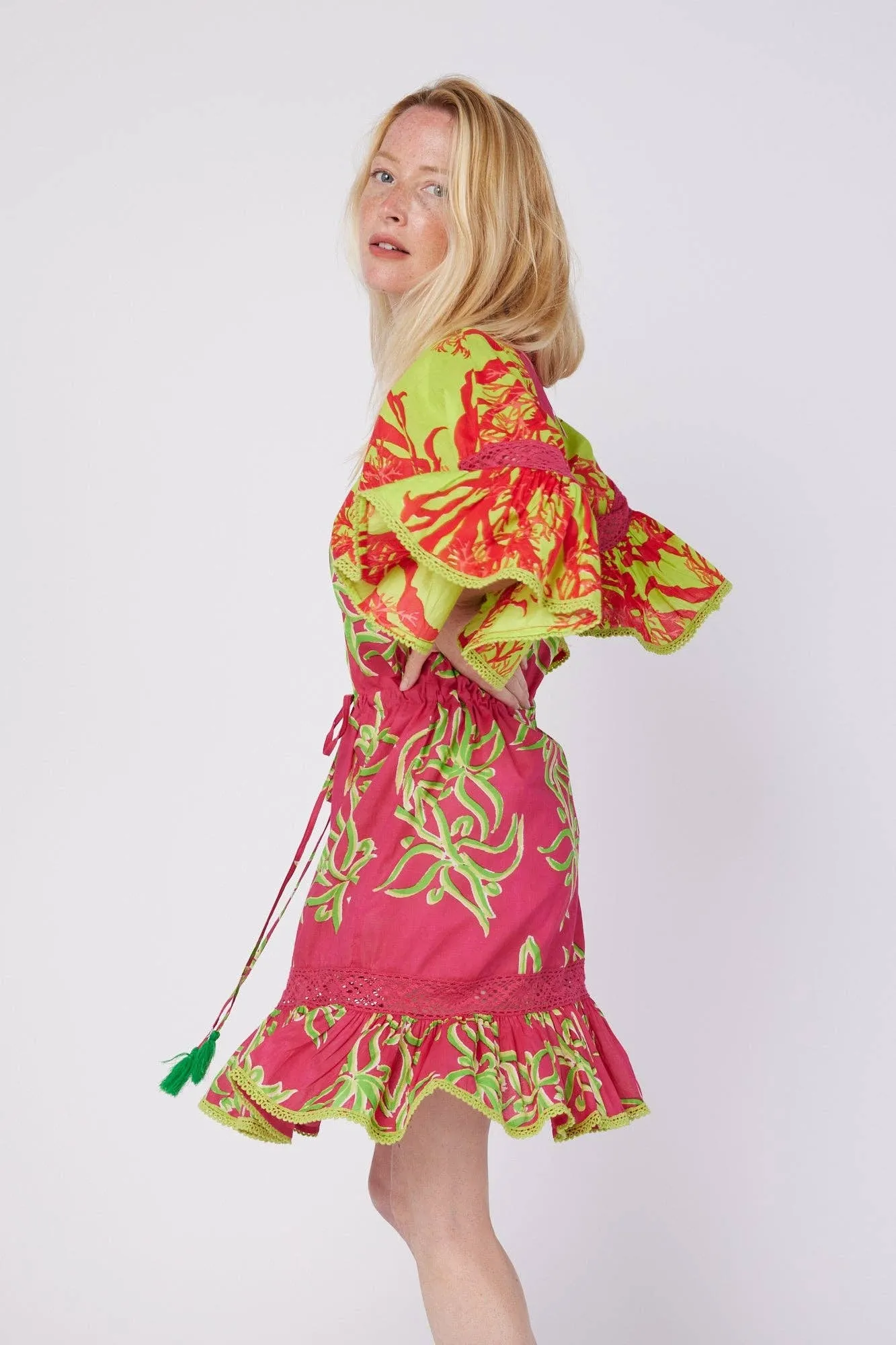 Sandra Tropical Print Mini Dress