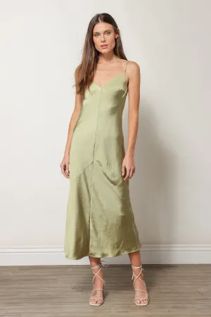 SATIN DRESS MOSS