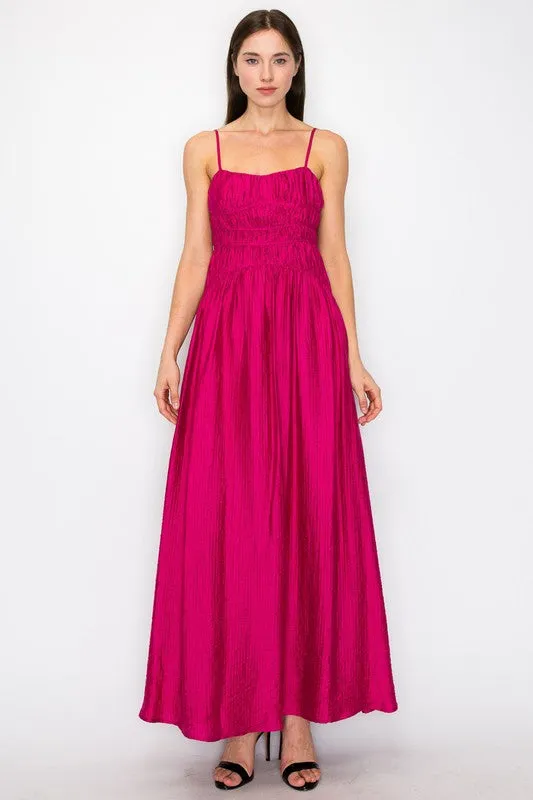 Satin fuchsia maxi dress