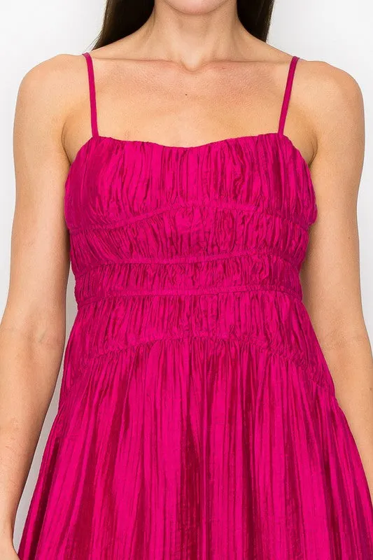 Satin fuchsia maxi dress