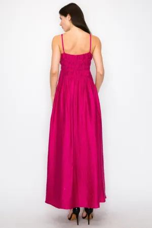 Satin fuchsia maxi dress