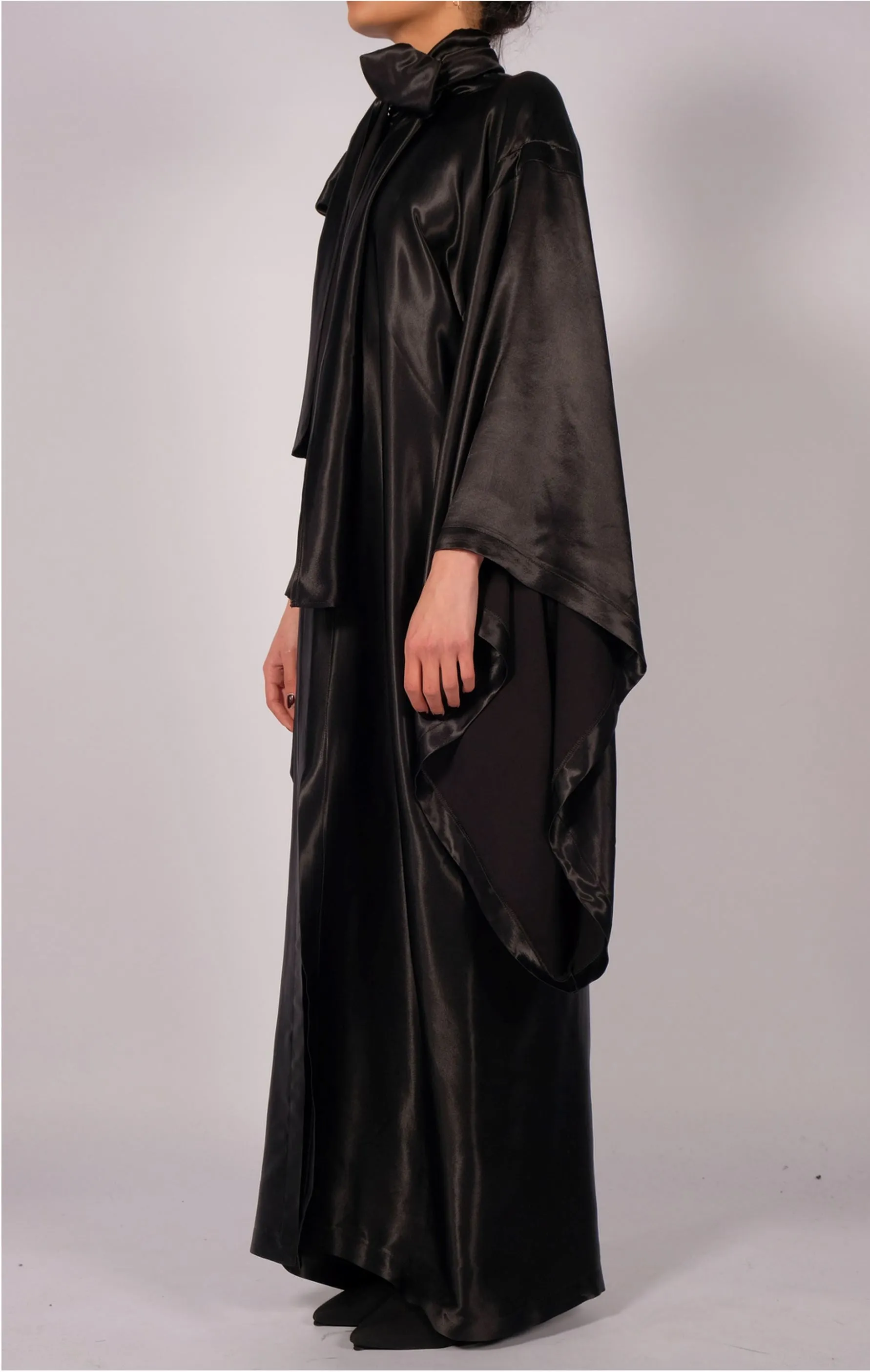 Satin Long Kimono Dress