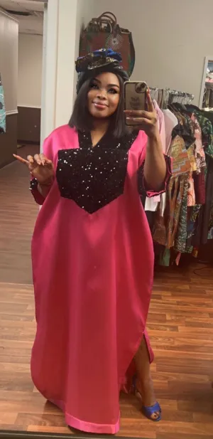 Satin sequence full length dress