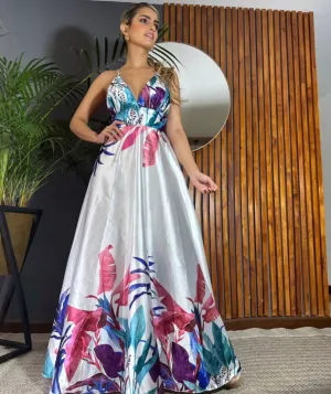 Satin White Long Dress