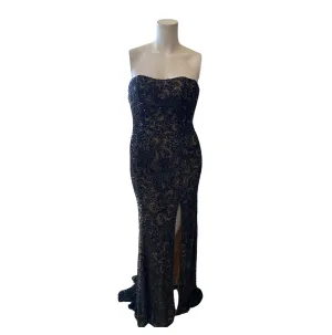 SCALA Style # 48435 Long Black/ Nude Gown Size 12 NWT