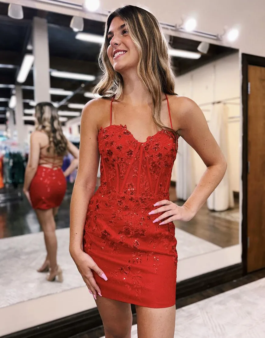 Scarlett |Sheath Lace Corset Homecoming Dress