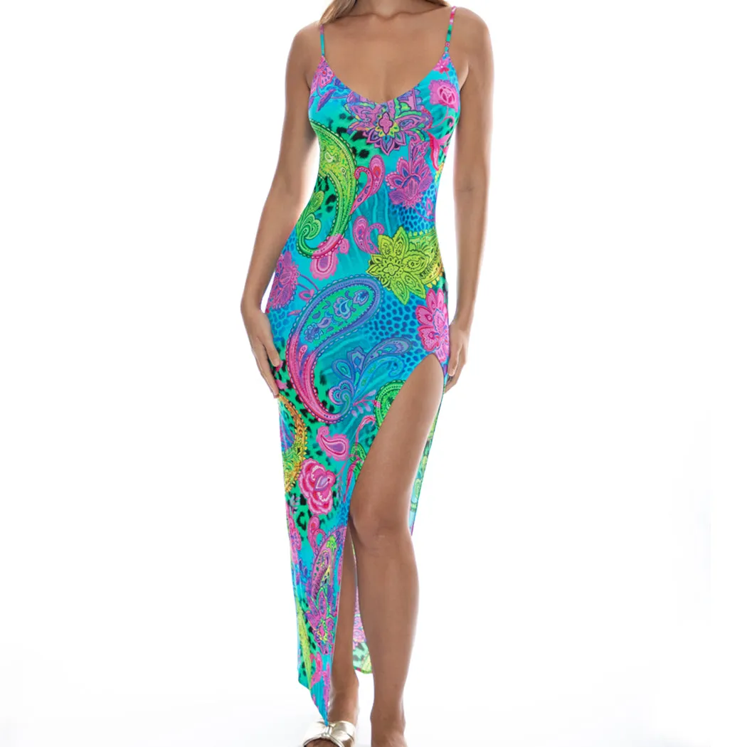 SEAGLASS FANTASY - Fitted Side Slit Maxi Dress