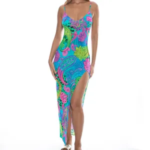 SEAGLASS FANTASY - Fitted Side Slit Maxi Dress