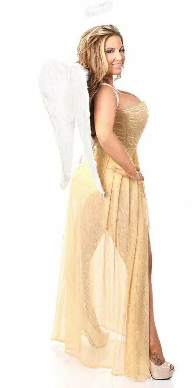 Sexy Deluxe 4 Piece Golden Angel Corset Halloween Costume