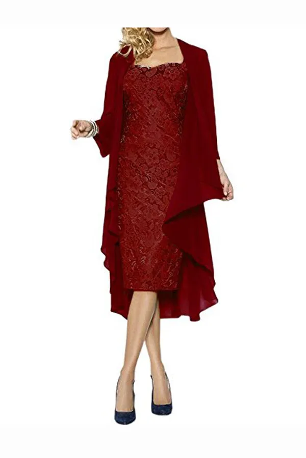 Sheath Knee Length Cap Sleeves Lace Up Mother of the Bride Dresses