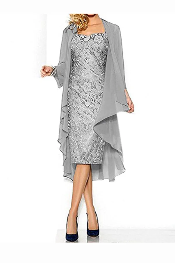 Sheath Knee Length Cap Sleeves Lace Up Mother of the Bride Dresses