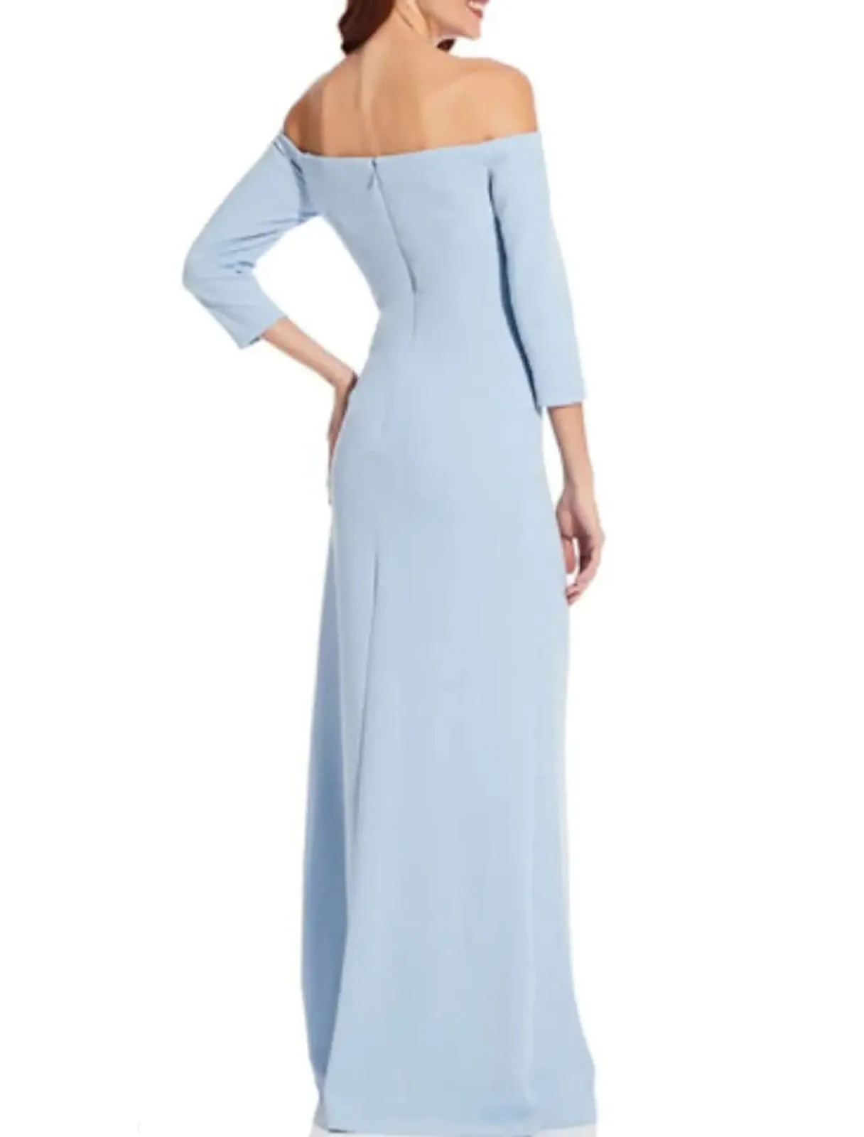 Sheath Off Shoulder Floor Length Split Satin Mother of Bride/Wedding Guest Dress
