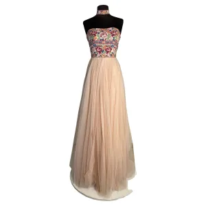 SHERRI HILL Style 50873 Long Gown Blush Multi Size 0 NWT