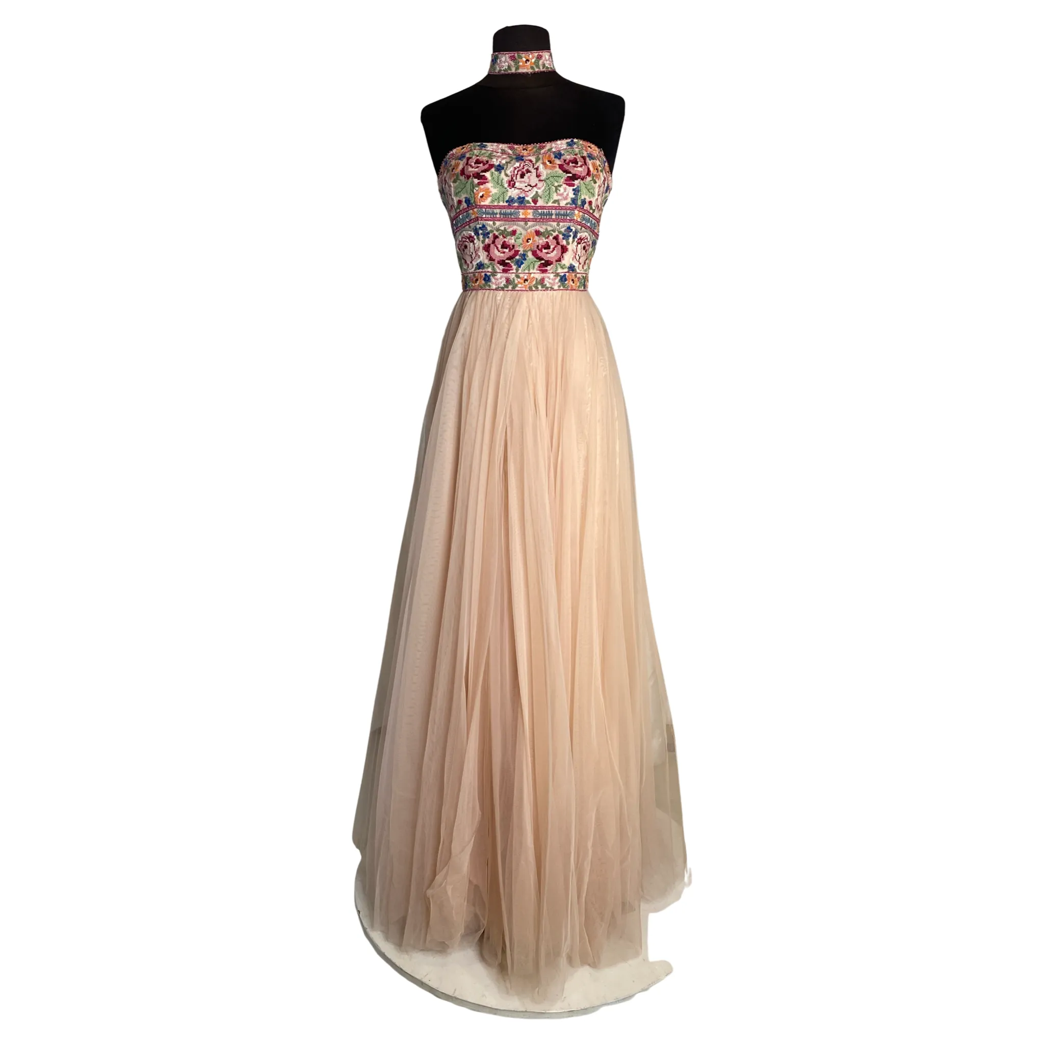 SHERRI HILL Style 50873 Long Gown Blush Multi Size 0 NWT